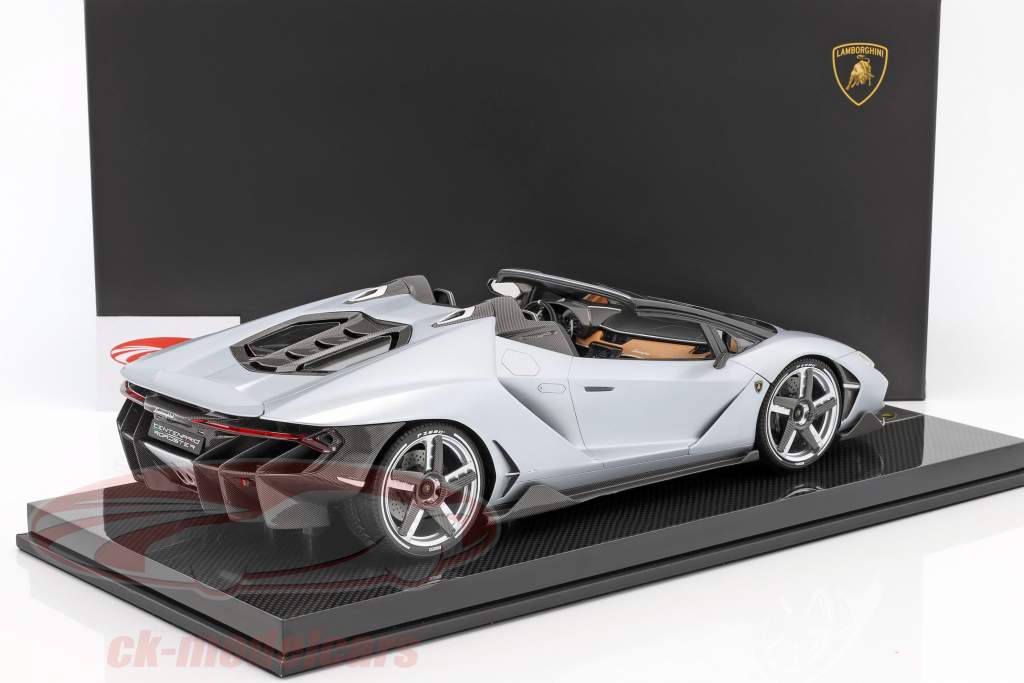 Lamborghini Centenario Roadster серебро с витрина 1:12 LookSmart