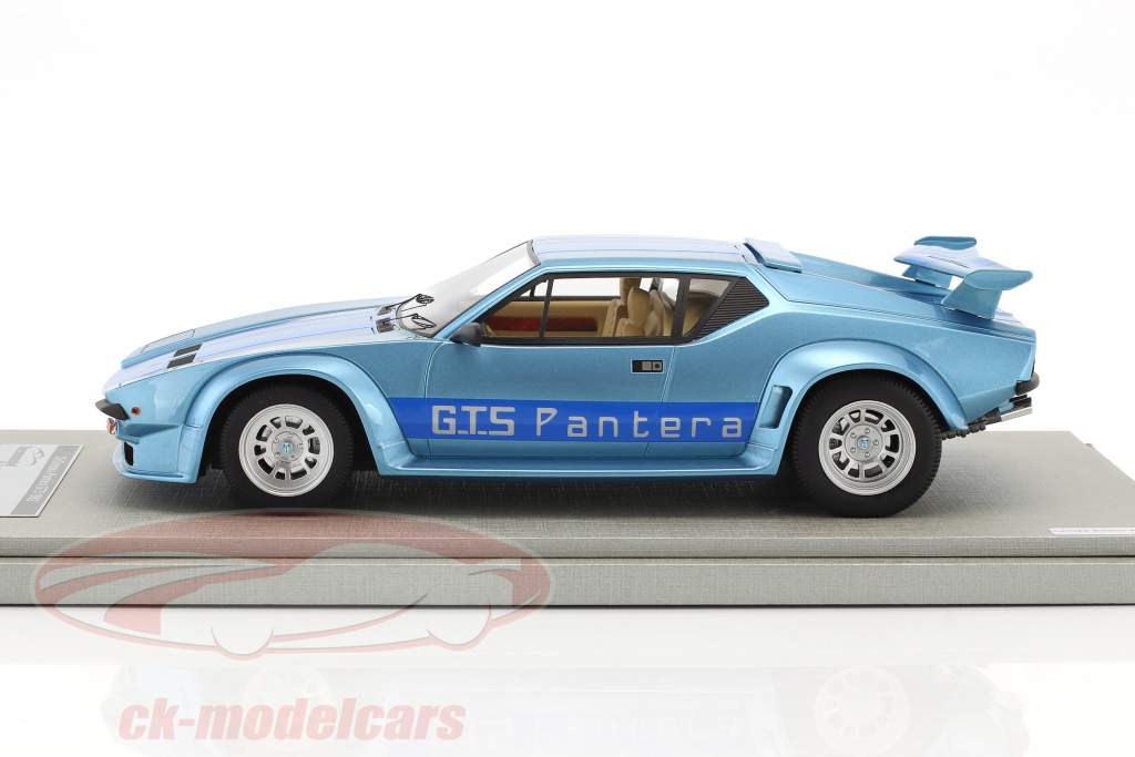 De Tomaso Pantera GT5 築 1982 ライトブルー メタリック とともに ブルー ストライプ 1:18 Tecnomodel
