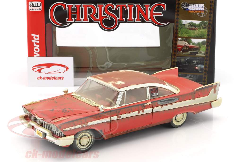 Plymouth Fury ano de construção 1958 filme Stephen King Christine vermelho / branco Dirty Version 1:18 Autoworld