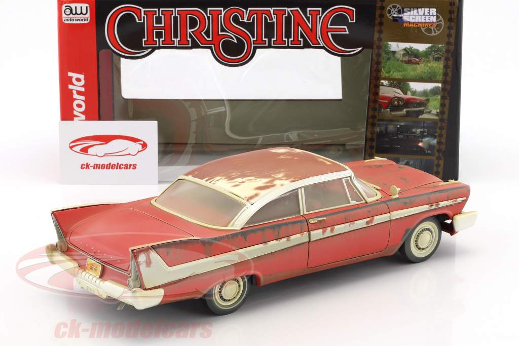 Plymouth Fury Bouwjaar 1958 film Stephen King Christine rood / wit Dirty Version 1:18 Autoworld