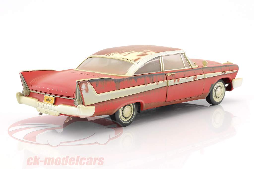 Plymouth Fury ano de construção 1958 filme Stephen King Christine vermelho / branco Dirty Version 1:18 Autoworld