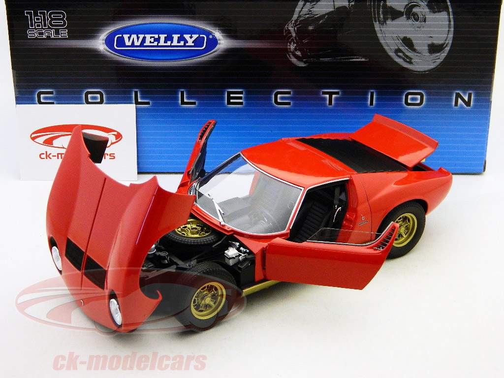 No490 ミニカー1/18 LAMBORGHINI MIURA SV Kyosho 1:18 Lamborghini Miura SV in Yellow with Gold Accents