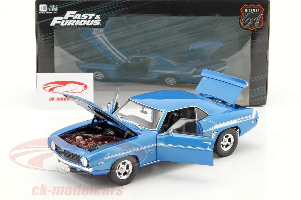 Brian's Chevrolet Yenko Camaro фильм 2 Fast 2 Furious 2003 синий 1:18 Greenlight