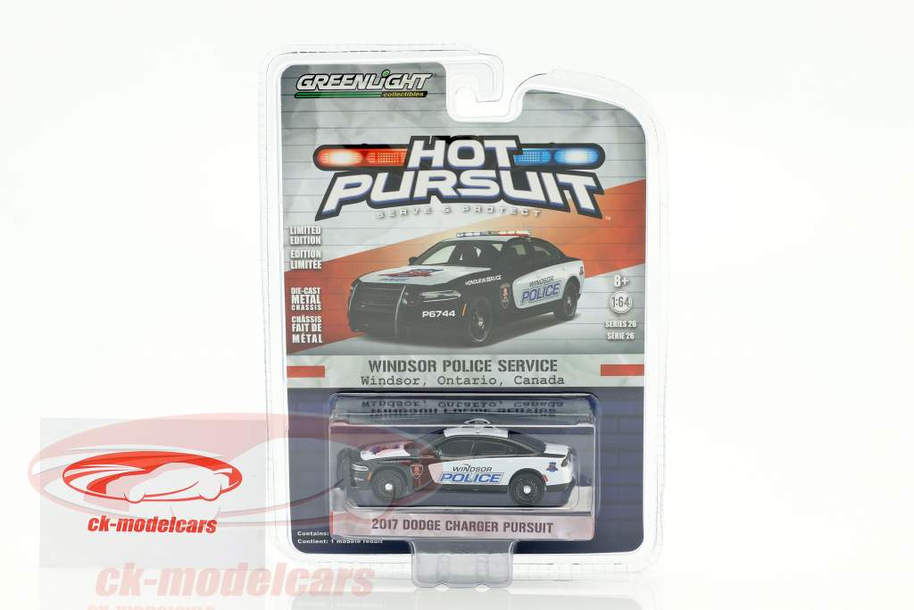 Dodge Charger Pursuit Windsor Polícia ano 2017 1:64 Greenlight