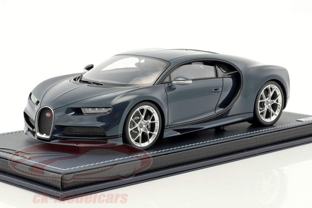 Bugatti Chiron azul carboxílico con escaparate 1:18 MR Models