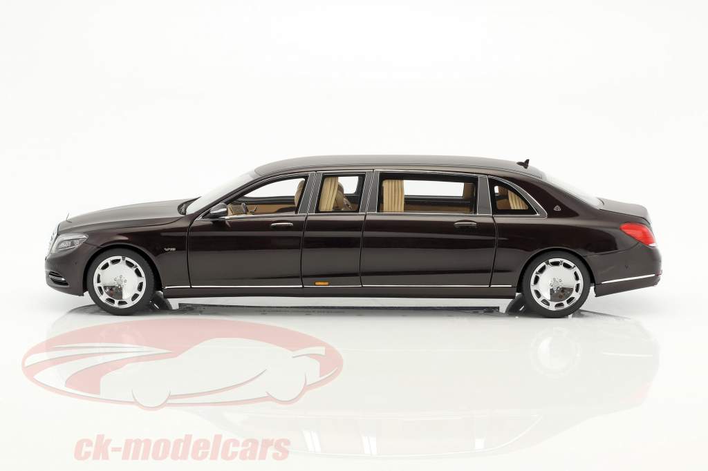 Mercedes-Benz Maybach S 600 Pullman año de construcción 2016 oscuro rojo metálico 1:18 AUTOart