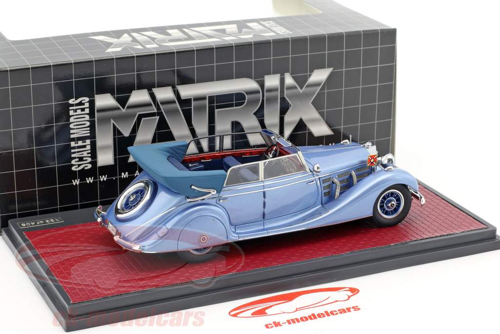 Mercedes-Benz 770 Cabriolet D (W07) Hermann Göring ano de construção 1937 azul 1:43 Matrix