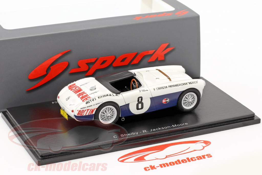 Austin Healey 100S #8 Carrera Panamericana 1954 Shelby, Jackson-Moore 1:43 Spark