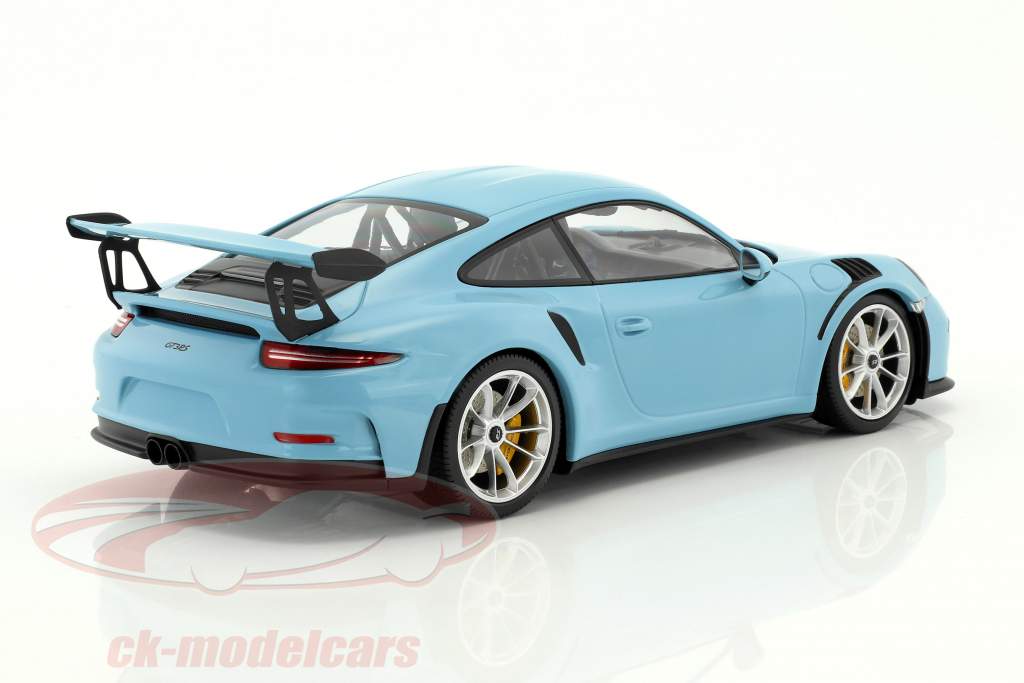 Porsche 911 (991) GT3 RS year 2015 gulf blue with mat silver rims 1:18 Minichamps