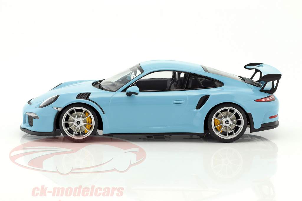 Porsche 911 (991) GT3 RS year 2015 gulf blue with mat silver rims 1:18 Minichamps