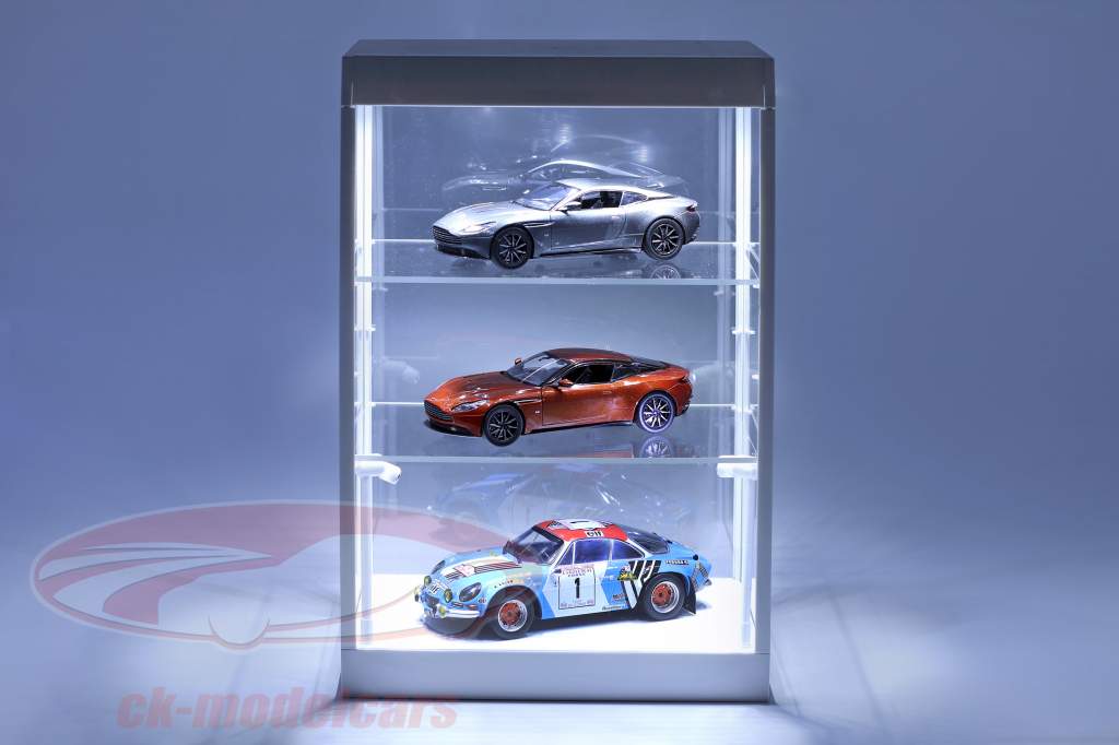 Single kabinet met 2 mobiel LED-lampen voor modelauto&#39;s in de schaal 1:18,1:24,1:43 wit Triple9