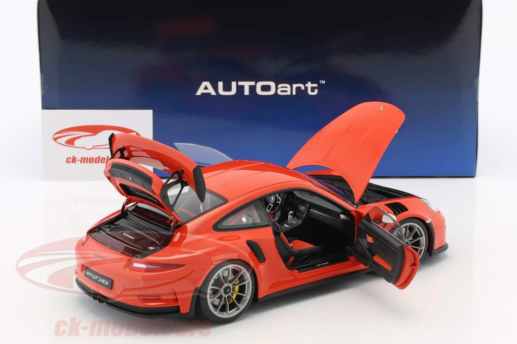 Porsche 911 (991) GT3 RS year 2016 lava orange with dark gray wheels 1:18 AUTOart