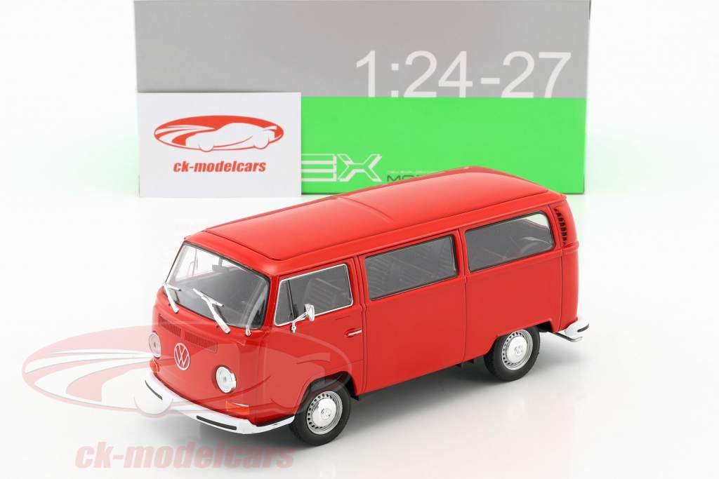 Volkswagen VW T2 bus année de construction 1972 rouge 1:24 Welly