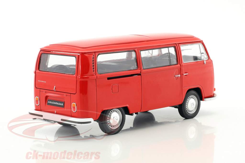Volkswagen VW T2 bus year 1972 red 1:24 Welly