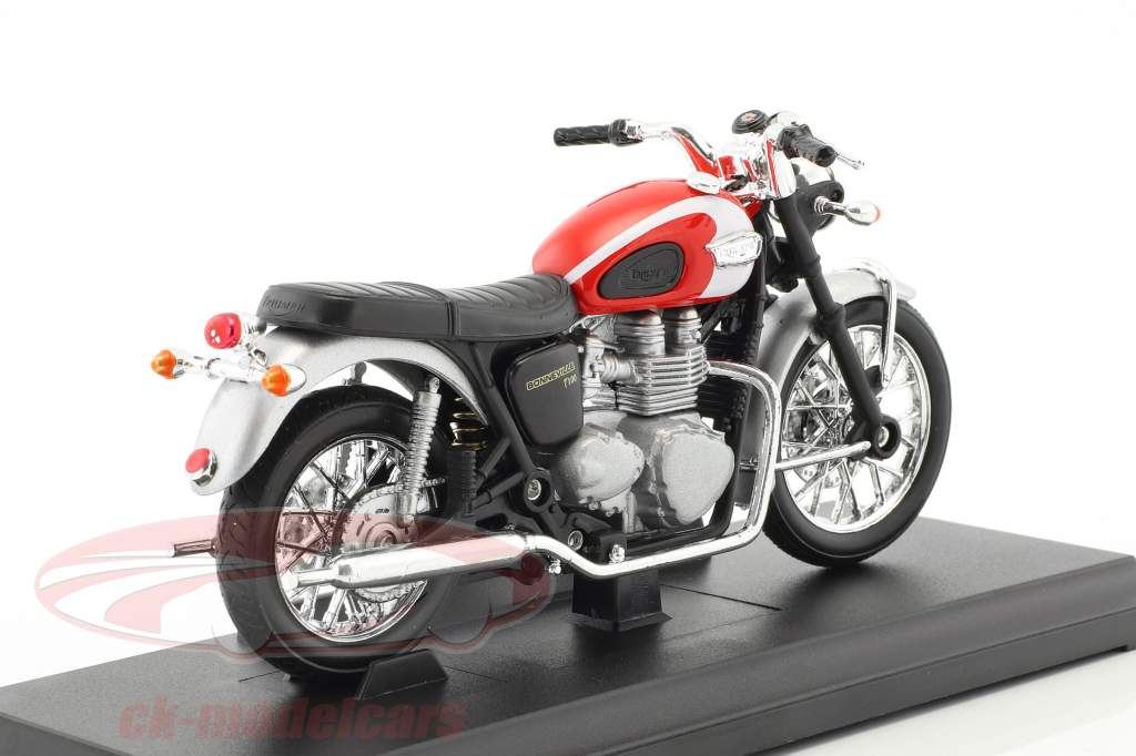 Triumph Bonneville T100 anno di costruzione 2002 rosso / argento / nero 1:18 Welly