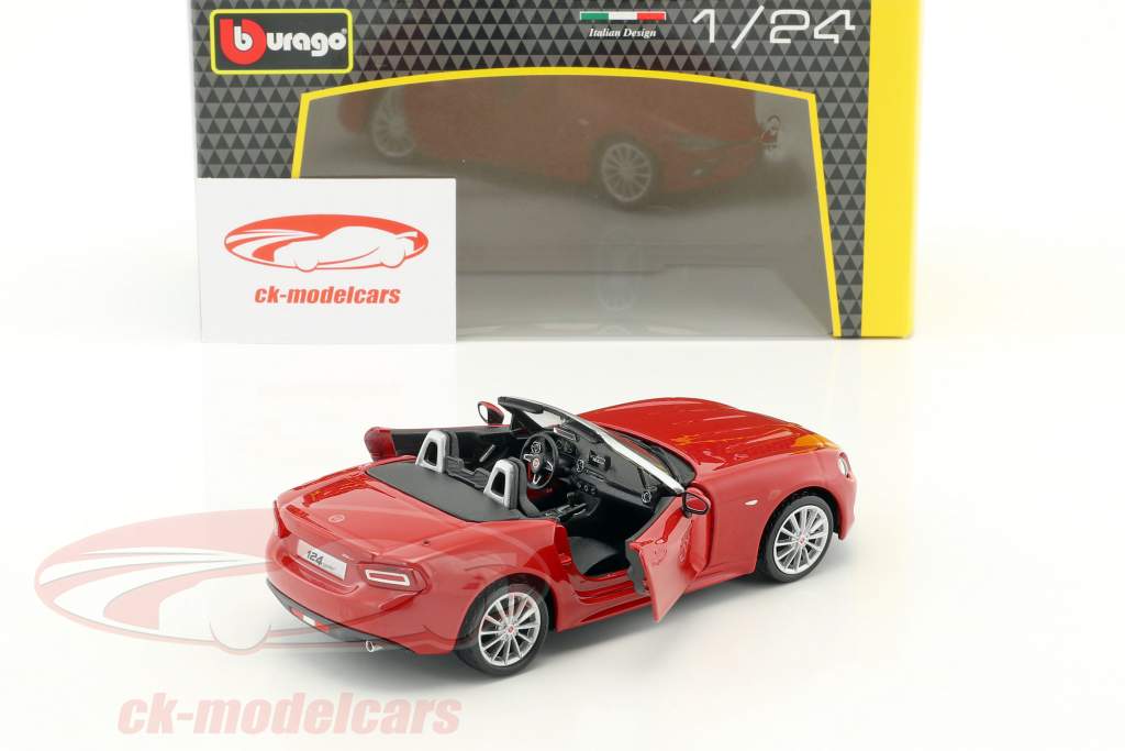 Fiat 124 Spider rød 1:24 Bburago