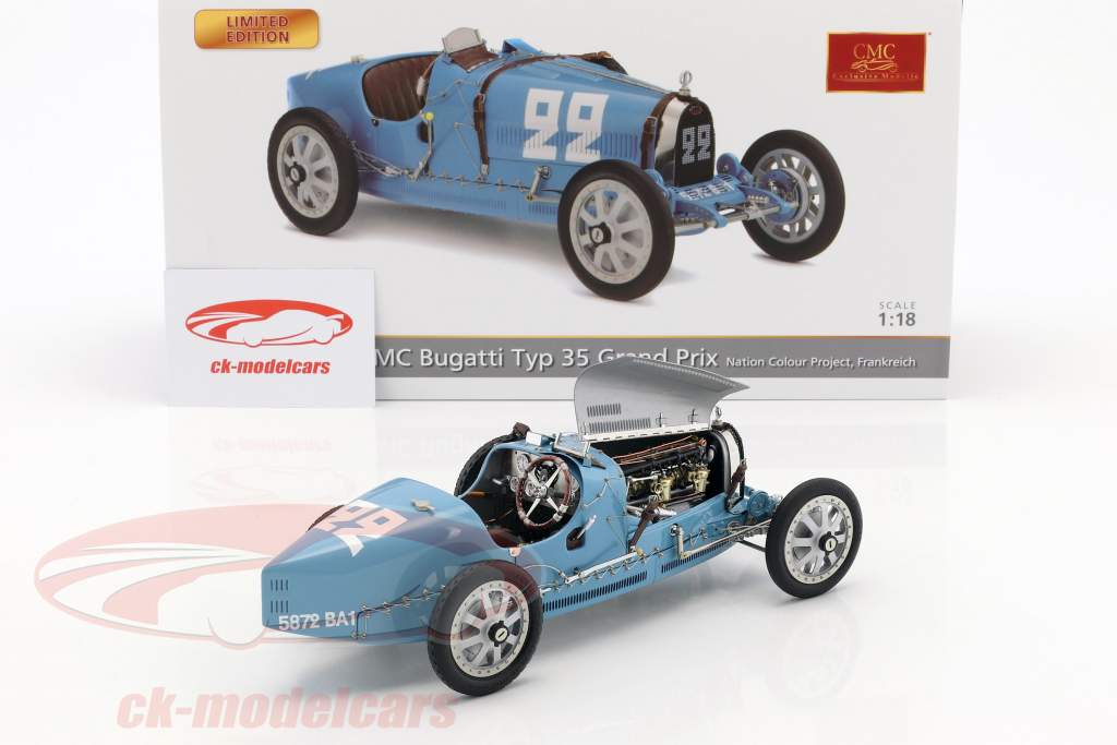 1/18CMC超精密ミニカー /Bugatti Typ35　Grand　Prix CMC Bugatti Type 35 Grand Prix, „bright blue“ Livery with a
