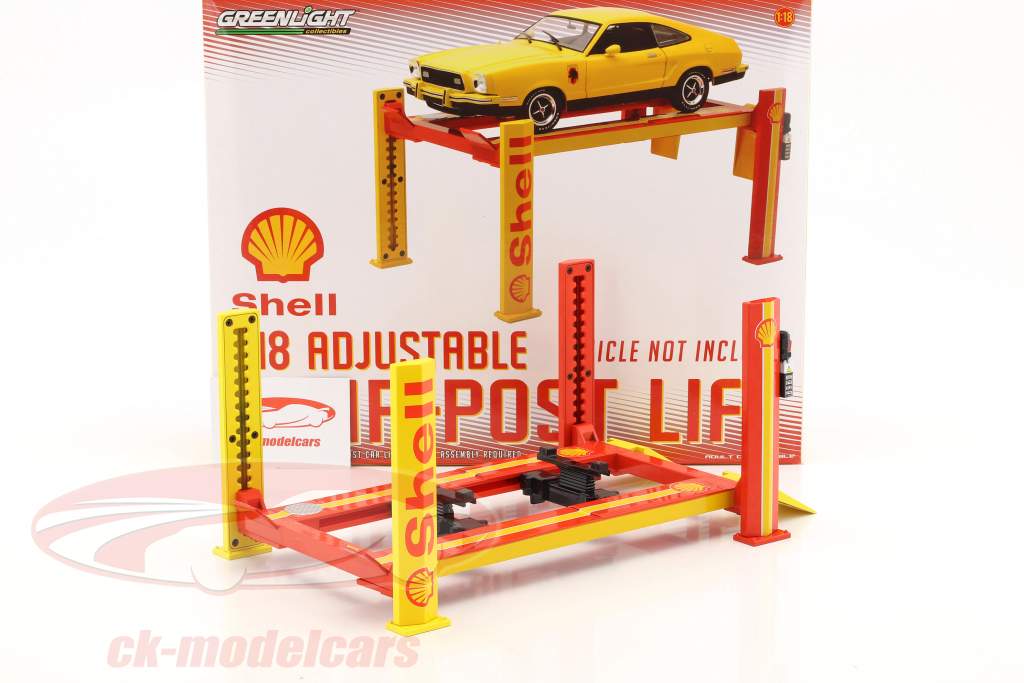 justerbar Fire post hydraulisk rampe Shell rød / gul til modelbiler i 1:18 Greenlight