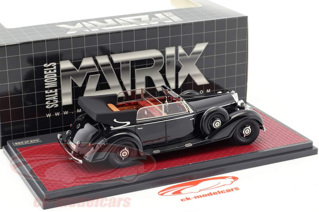Mercedes-Benz 770 Cabriolet D open Bouwjaar 1938 zwart 1:43 Matrix