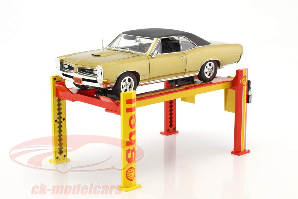 justerbar Fire post hydraulisk rampe Shell rød / gul til modelbiler i 1:18 Greenlight