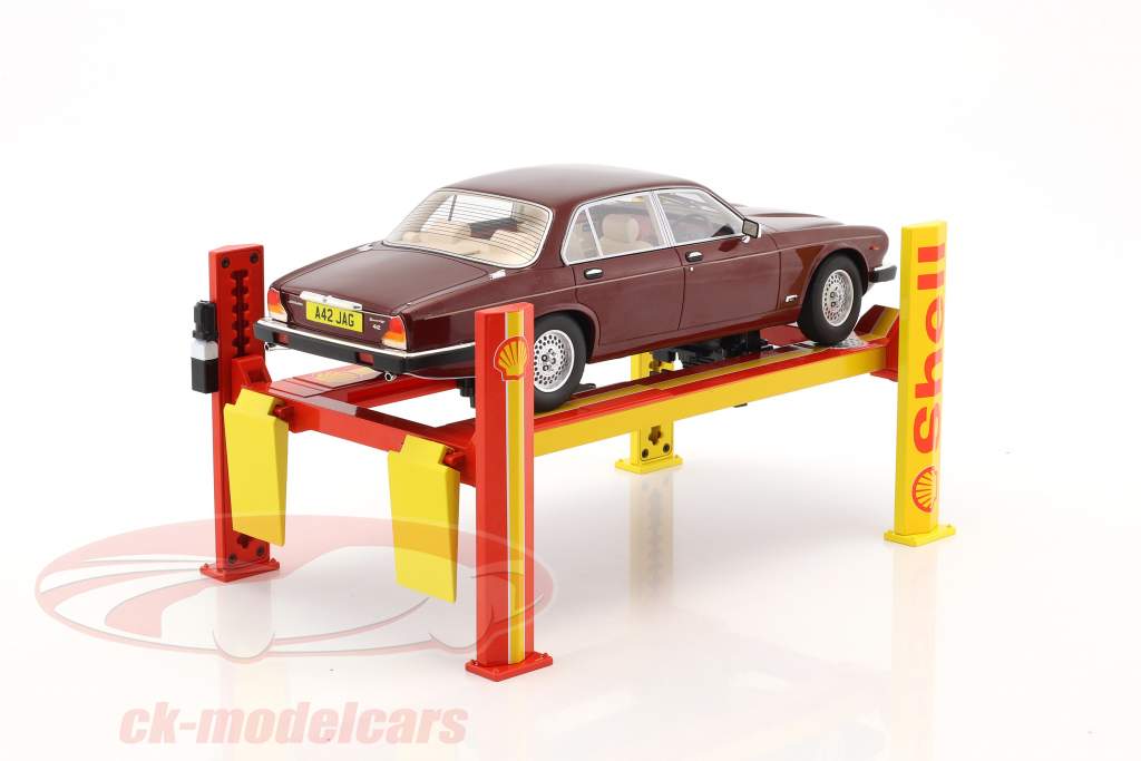 justerbar Fire post hydraulisk rampe Shell rød / gul til modelbiler i 1:18 Greenlight