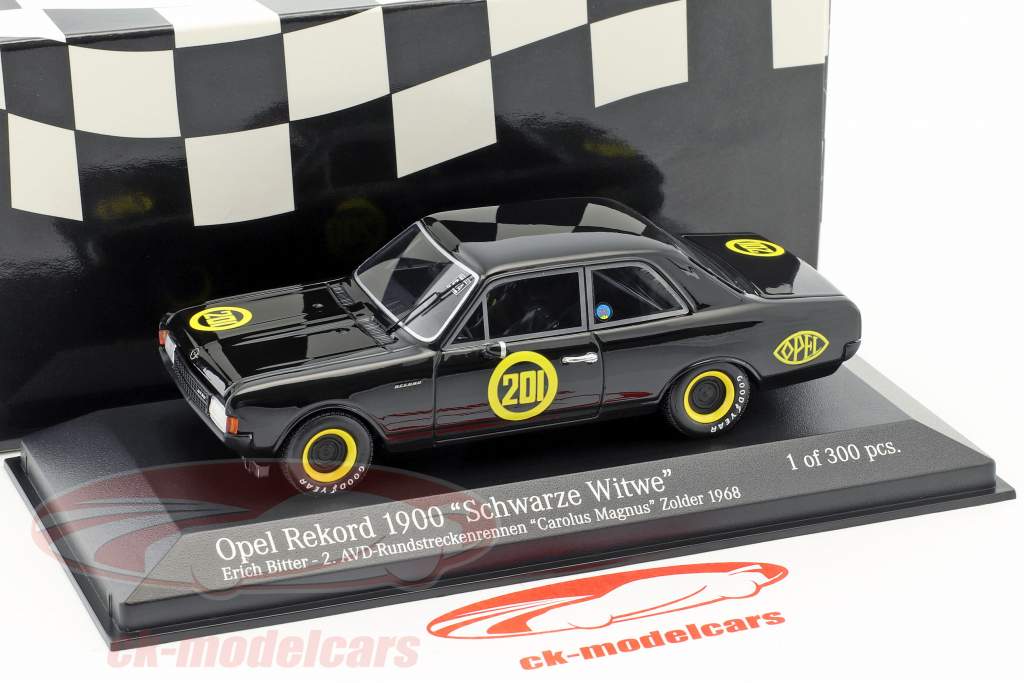 Opel Rekord 1900 sort enke #201 Carolus Magnus Zolder 1968 Erich Bitter 1:43 Minichamps