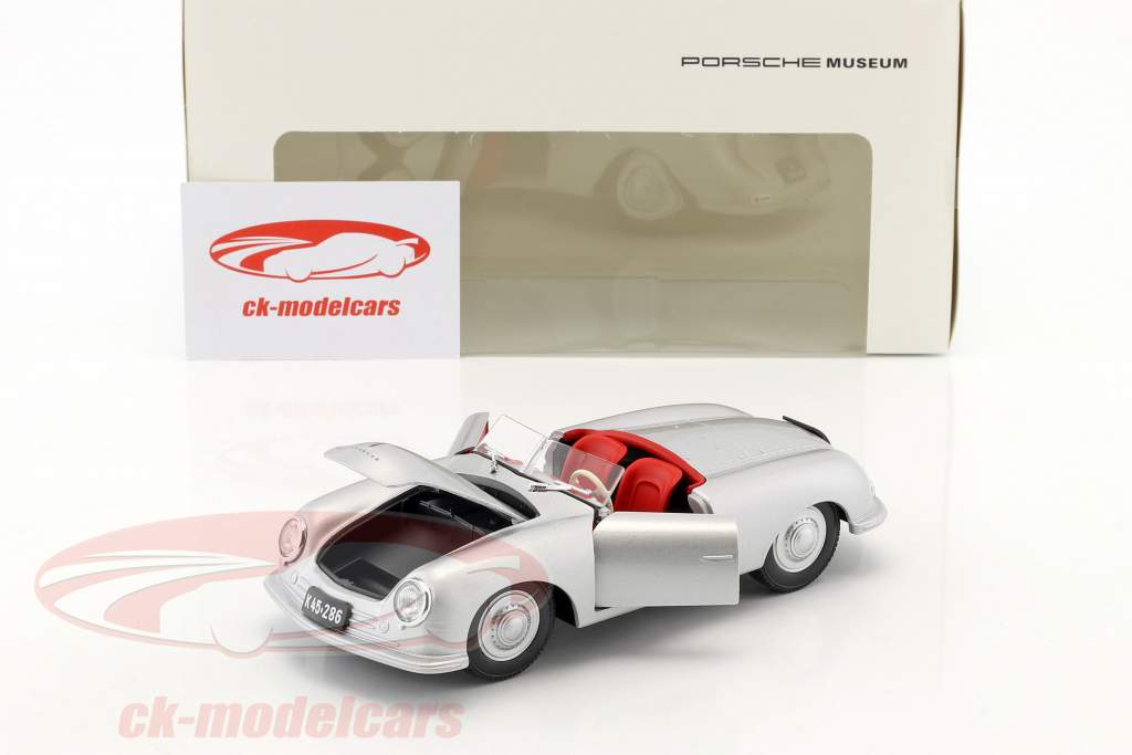 Porsche 356 Nr. 1 con targa anno di costruzione 1948 argento 1:24 Welly