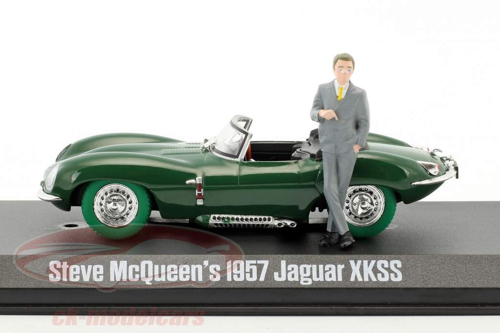 Steve McQueen's Jaguar XKSS année de construction 1957 vert / vert roues avec figure 1:43 Greenlight