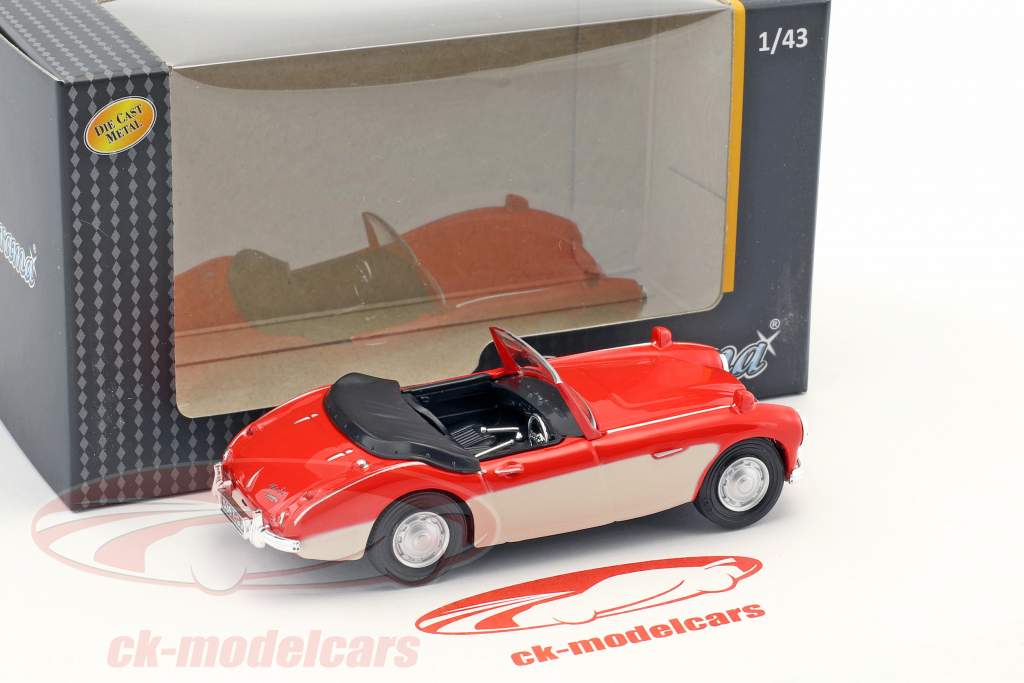 Austin Healey convertible ouvert haut rouge / crème blanc 1:43 Cararama