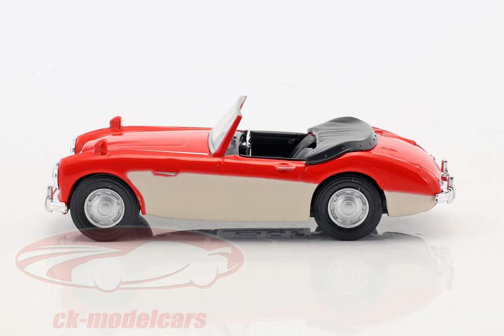 Austin Healey convertible ouvert haut rouge / crème blanc 1:43 Cararama