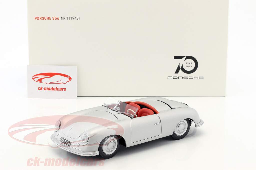 Porsche 356 Nr.1 Opførselsår 1948 Edition 70 år Porsche sølv 1:18 AUTOart