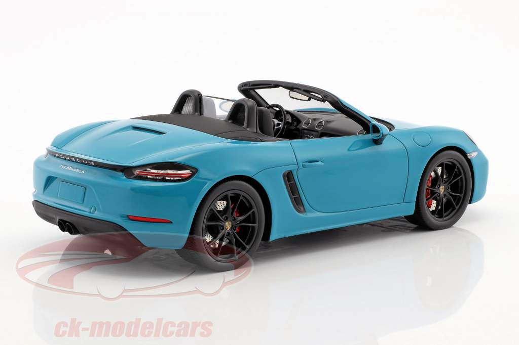 Porsche 718 Boxster S year 2017 Miami blue 1:18 Spark