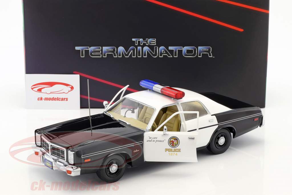 Dodge Monaco Metropolitan Police ano de construção 1977 filme Terminator (1984) com T-800 figura 1:18 Greenlight
