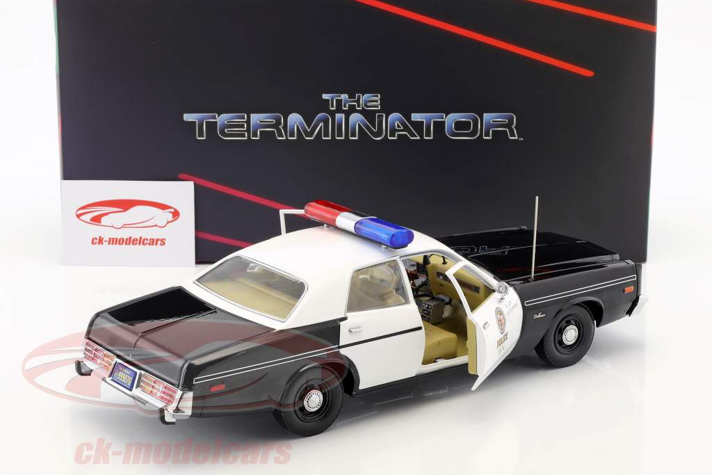 Dodge Monaco Metropolitan Police ano de construção 1977 filme Terminator (1984) com T-800 figura 1:18 Greenlight