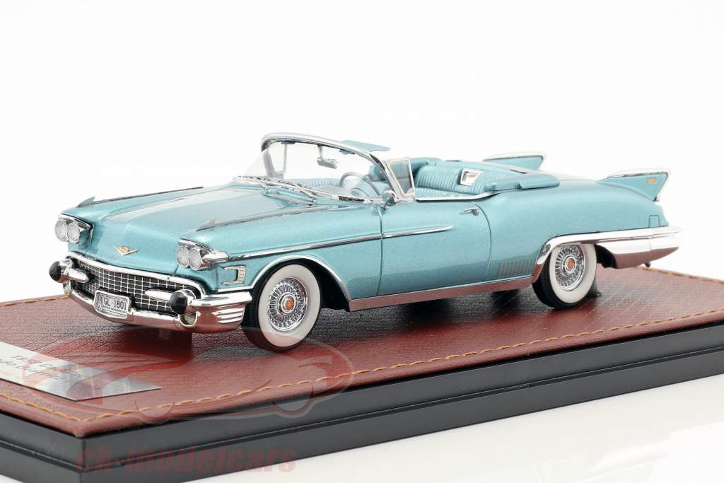 Cadillac Eldorado Biarritz Open Top Bouwjaar 1958 lichtblauw metalen 1:43 GLM