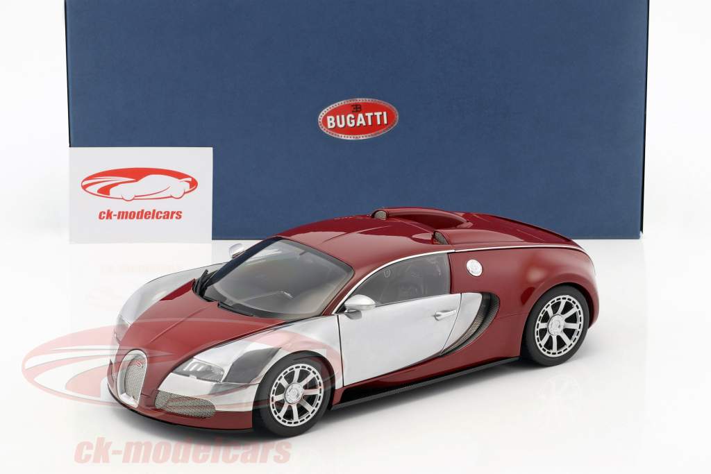 Bugatti Veyron EB 16.4 イヤー 2009 暗いです 赤 / クロム 1:18 AUTOart