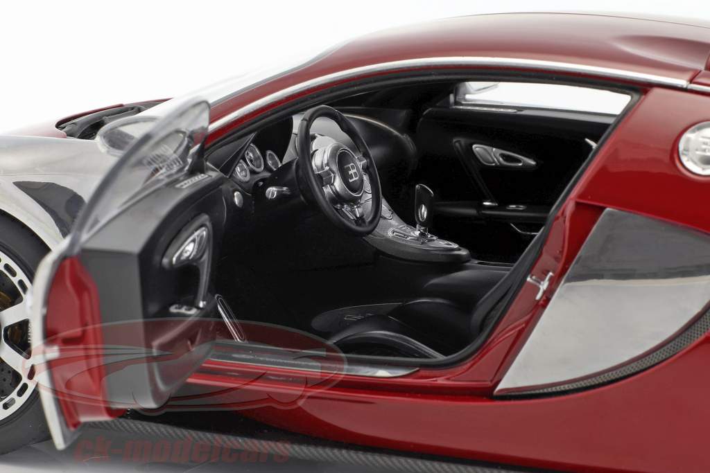 Bugatti Veyron EB 16.4 イヤー 2009 暗いです 赤 / クロム 1:18 AUTOart