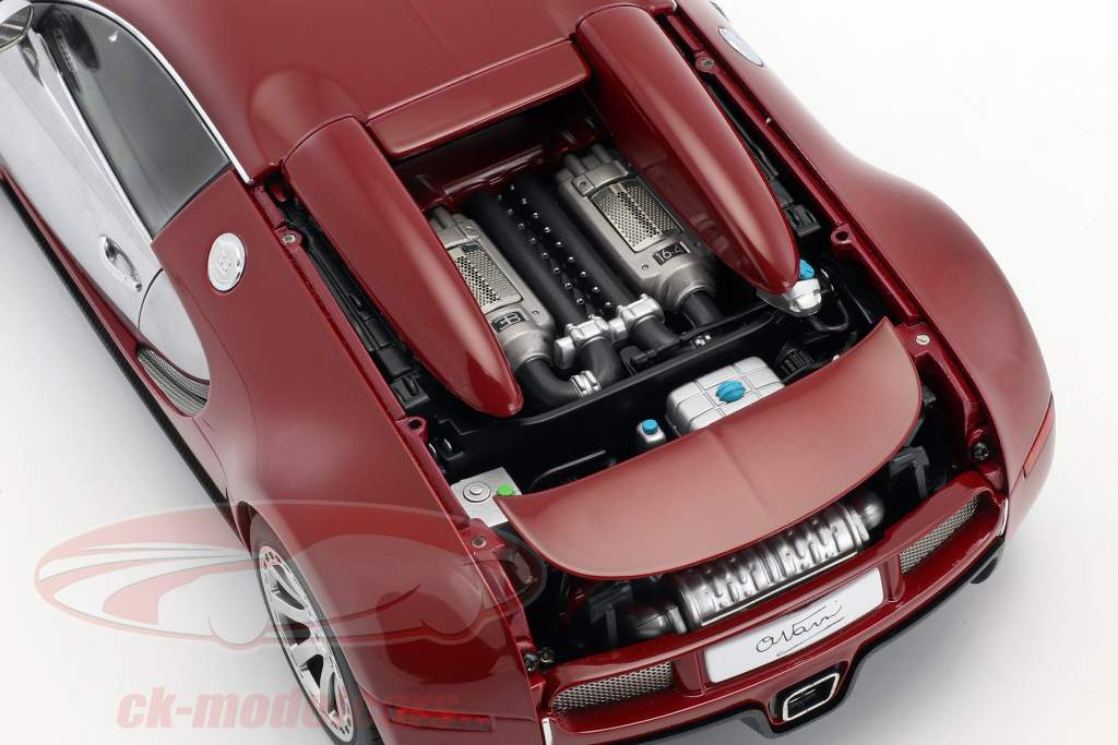 Bugatti Veyron EB 16.4 イヤー 2009 暗いです 赤 / クロム 1:18 AUTOart