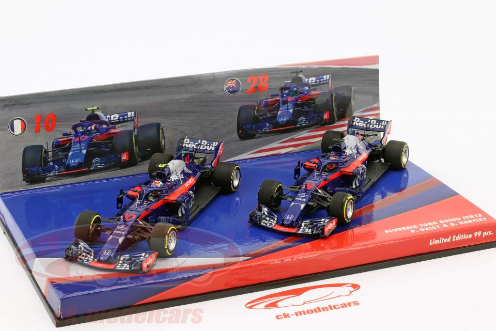 P. Gasly #10 & B. Hartley #28 2-Car Set Scuderia Toro Rosso STR13 formula 1 2018 1:43 Minichamps