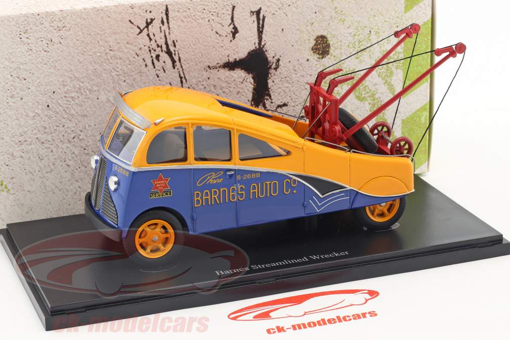 Barnes Streamlined Wrecker Год постройки 1938 оранжевый / синий 1:43 AutoCult