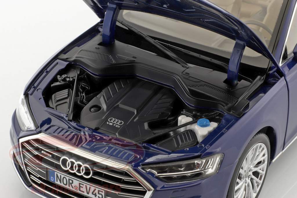 Audi A8 L year 2017 blue metallic 1:18 Norev