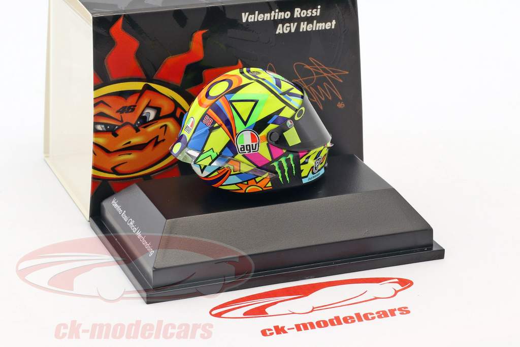 Valentino Rossi Moto GP 2017 Tribute to A. Nieto, N. Hayden AGV Helm 1:8 Minichamps