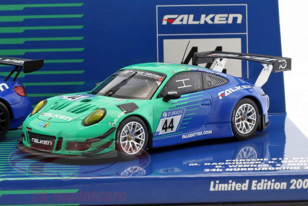2-Car Set BMW M6 GT3 #33 & Porsche 911 GT3 R #44 Nürburgring 2018 Falken Motorsports 1:43 Minichamps