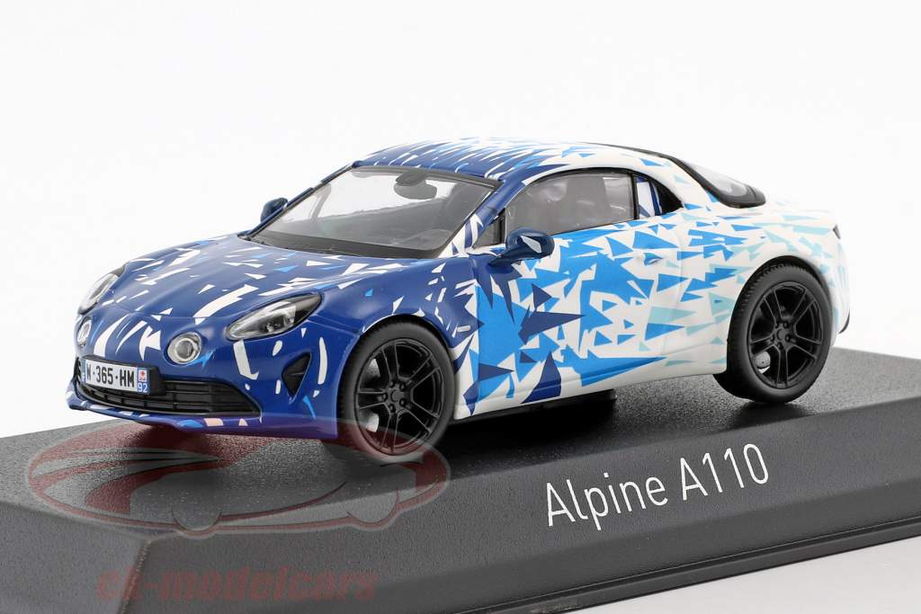 Renault Alpine A110 Opførselsår 2017 Test Version blå / hvid 1:43 Norev