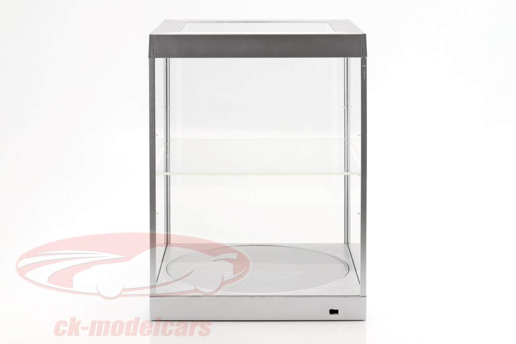 Einzelvitrine mit LED-Beleuchtung und Drehteller für Modellautos im Maßstab 1:18 silber Triple9