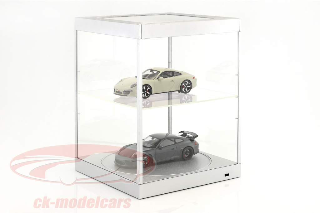 único mostruário e rotativo mesa para modelcars em escala 1:18 prata Triple9