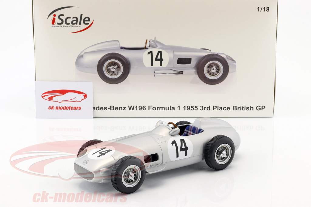 Karl Kling Mercedes-Benz W196 #14 tercero británico GP fórmula 1 1955 1:18 iScale