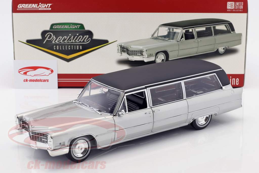 Cadillac S&S Limousine 築 1966 銀 / 黒 1:18 Greenlight