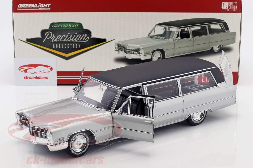 Cadillac S&S Limousine 築 1966 銀 / 黒 1:18 Greenlight