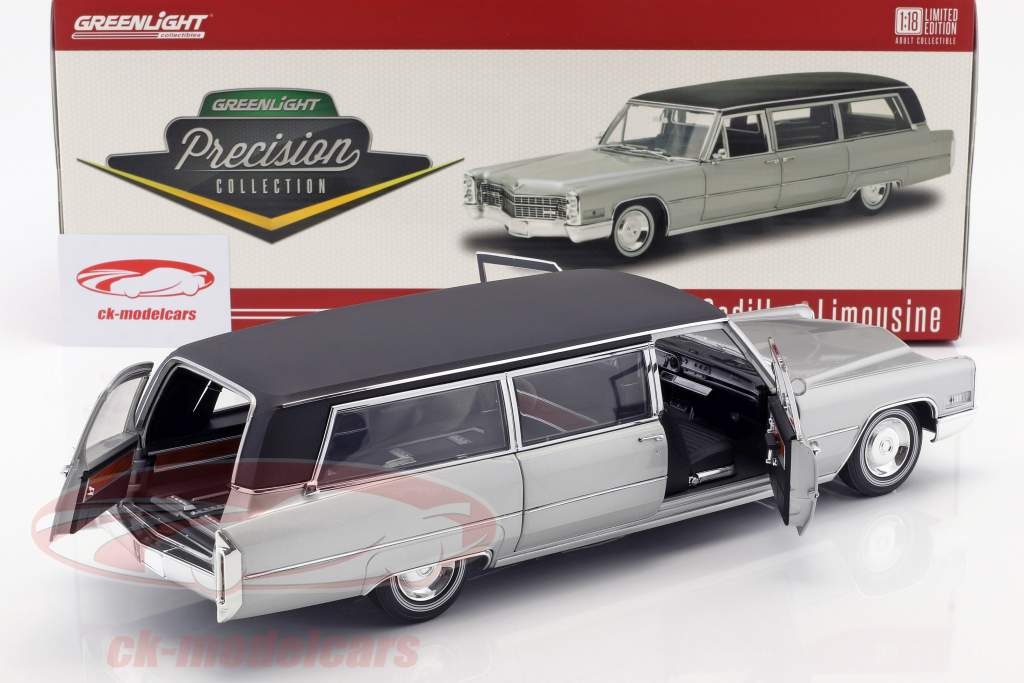 Cadillac S&S Limousine 築 1966 銀 / 黒 1:18 Greenlight